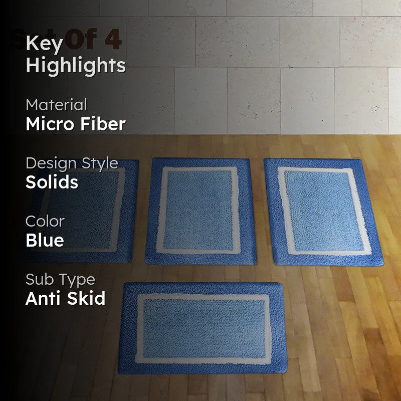 Luxe Anti Skid Bath Mat (Light Blue) - Set Of Four media 2
