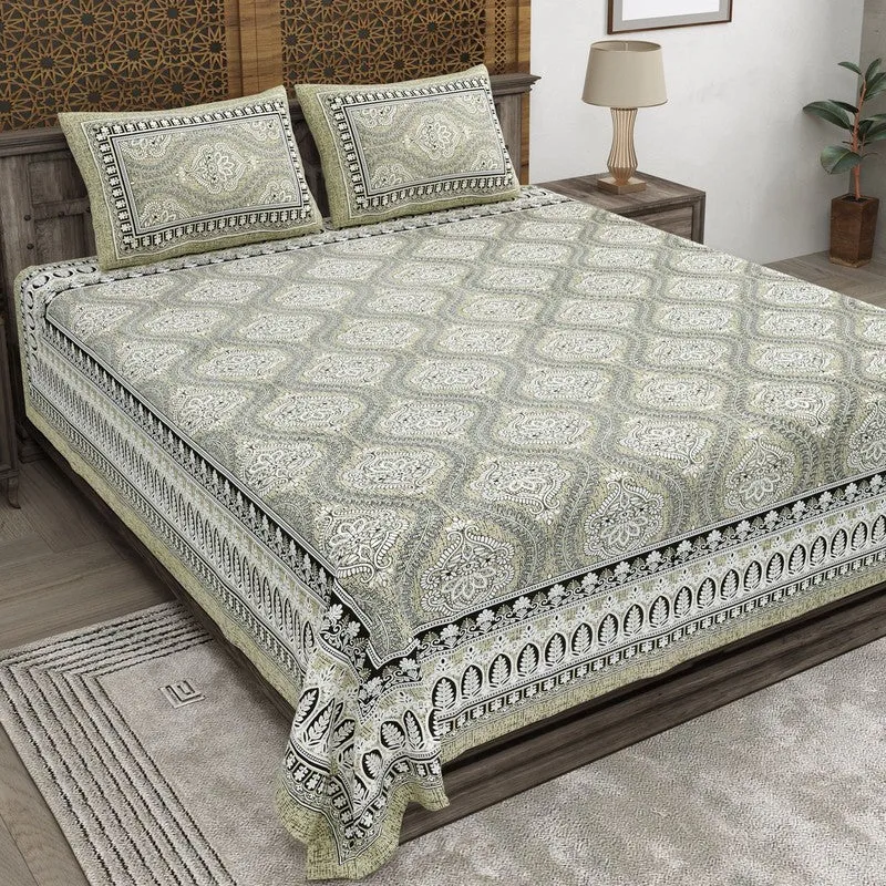 Lineon Cotton Bedsheet (Olive Green) - 240 TC media 1