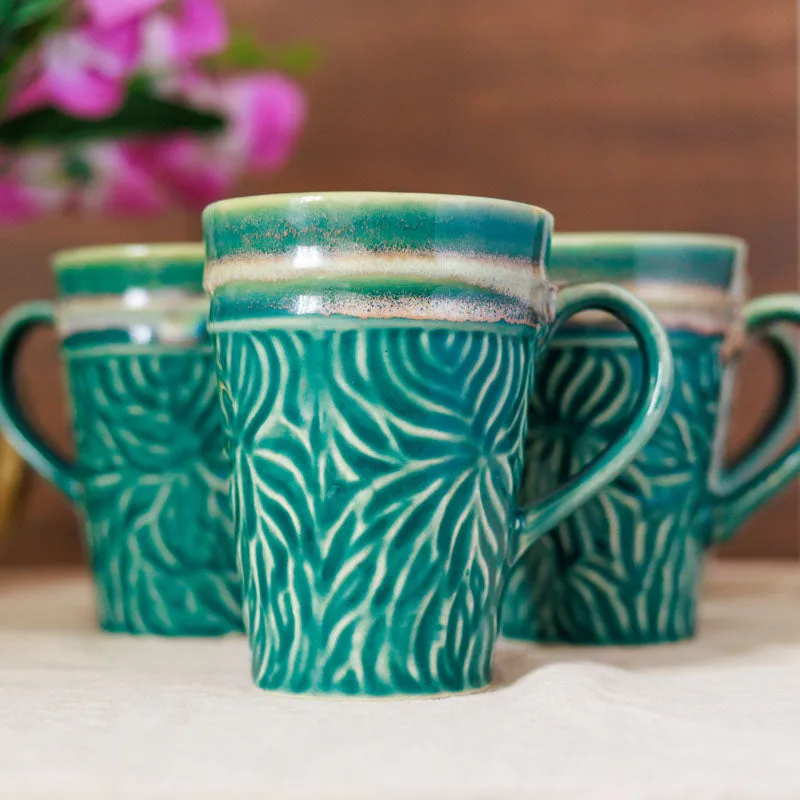 Ceramuse Ceramic Coffee Mug (300 mL Each/Teal Green) - Set of Six media 5