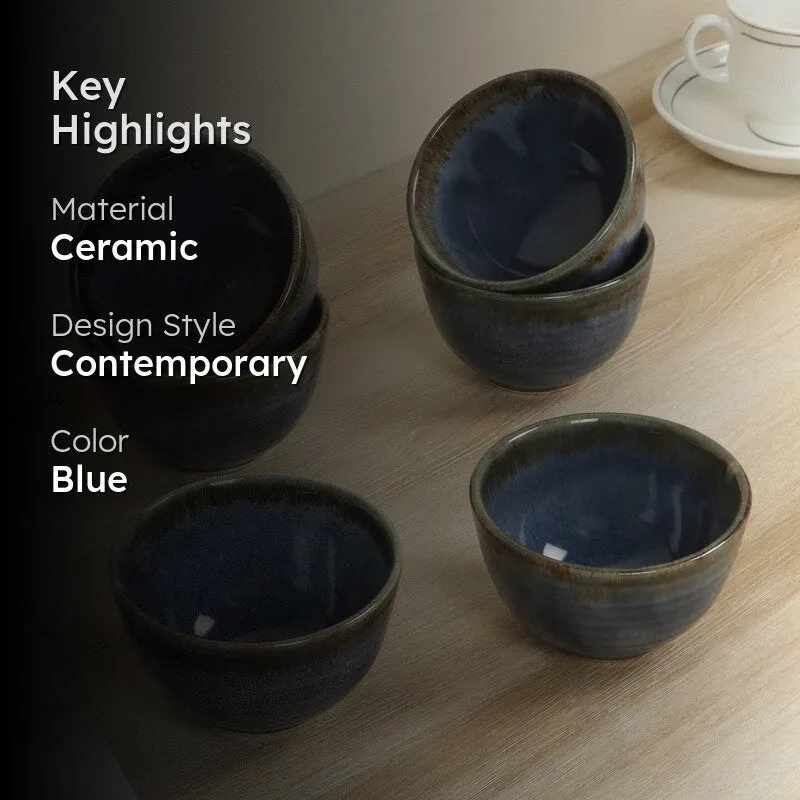 Celeste Snack Bowls (Blue,200 mL Each) - Set Of Six media 2