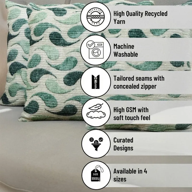 FloralDreamline Cushion Cover (Green) - Set Of Five media 8