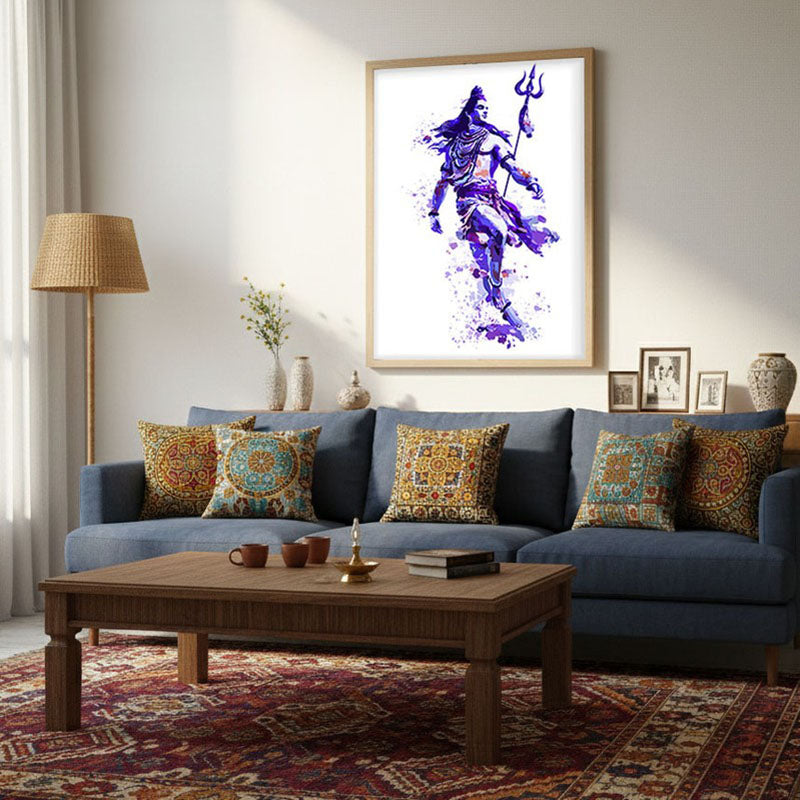 Cosmic Dance Lord Shiva Archival Paper Wall Art - Natural Brown Frame media 4
