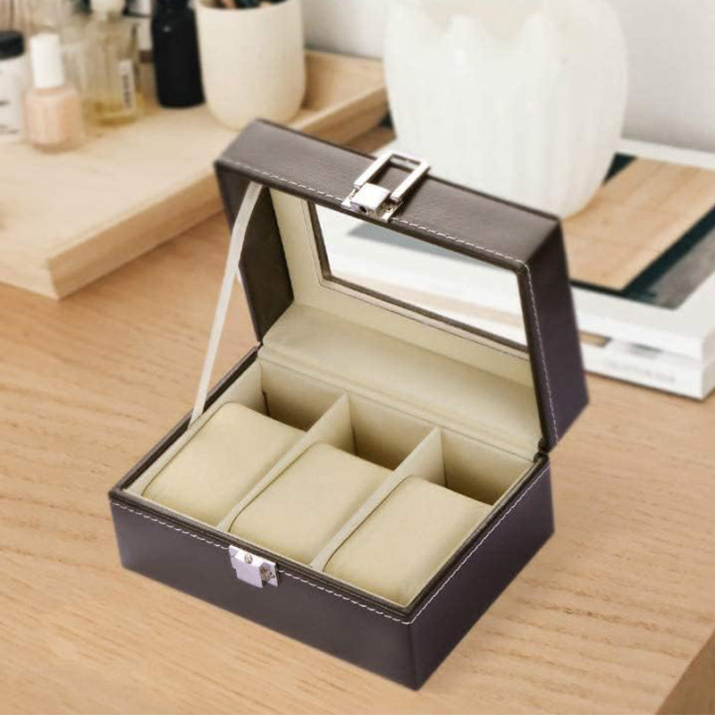 Chrono Safe Trio Faux Leather Watch Storage Box
