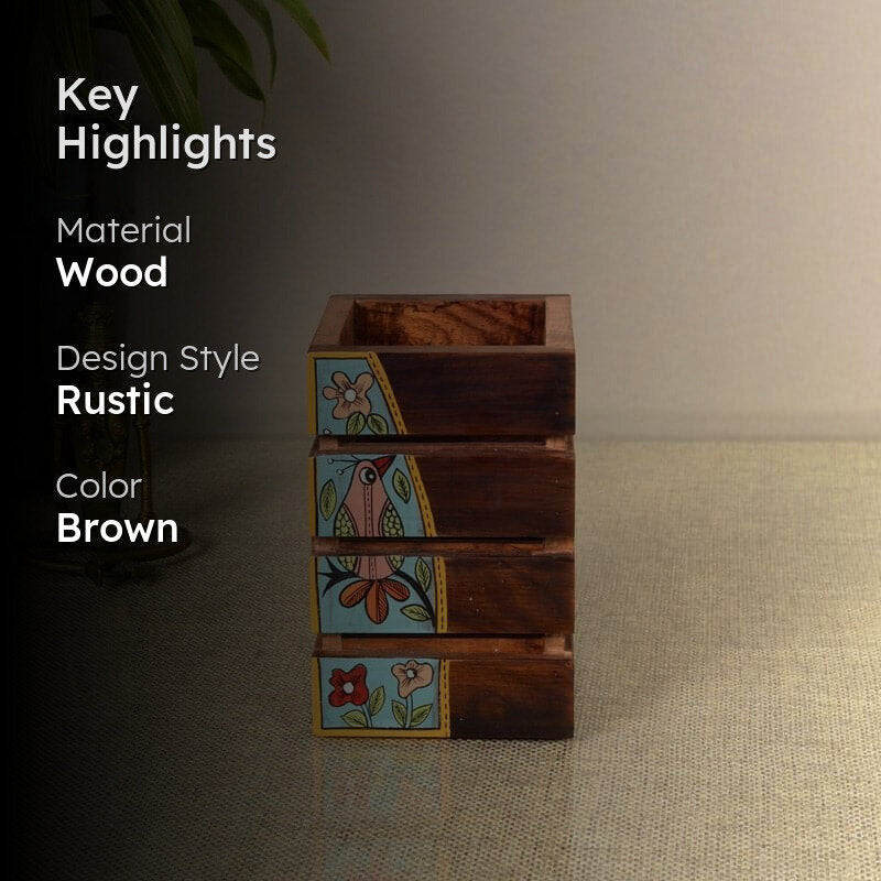 Tribal Birdie Wooden Cutlery Holder media 2