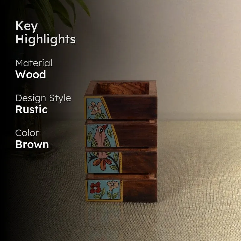 Tribal Birdie Wooden Cutlery Holder media 2