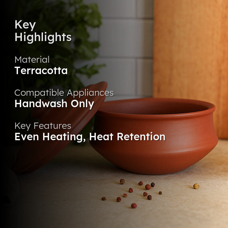 Mitti Terracotta Serving Handi With Lid - 900 mL media 2
