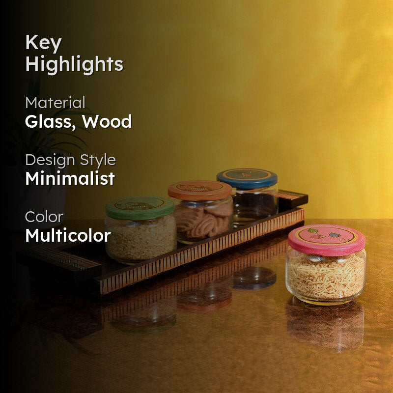 Dhanvi Dry Fruit Jar With Tray - Five Piece Set media 2