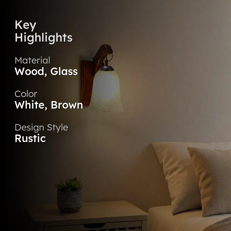 Crystal Bloom Wood Base Glass Wall Lamp media 2