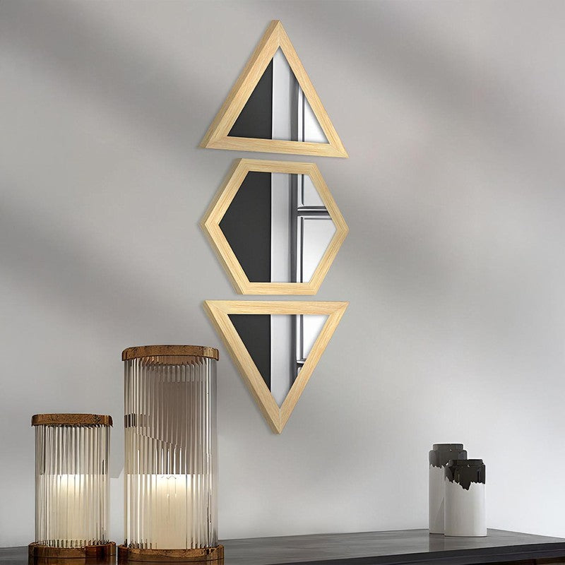 Facet Glow Wall Mirror (Beige)- Set of Three media 3