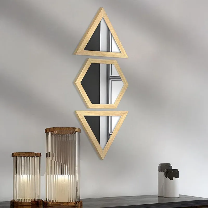 Facet Glow Wall Mirror (Beige)- Set of Three media 3