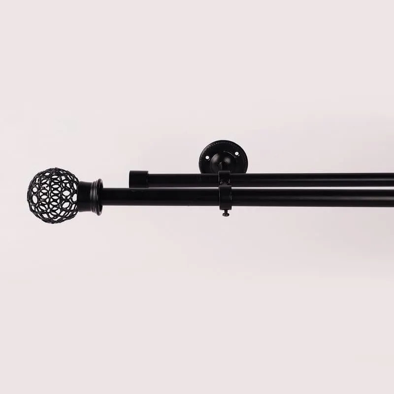 Intricate Duo Extendable 1" Double Curtain Rod With Round Finial & Brackets media 3