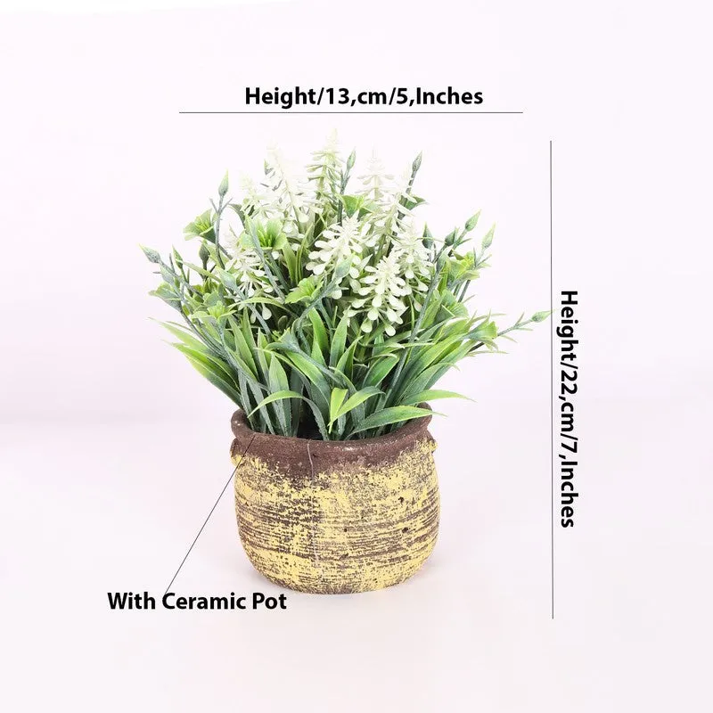 Lavender Artificial Flower With Pot - White media 5
