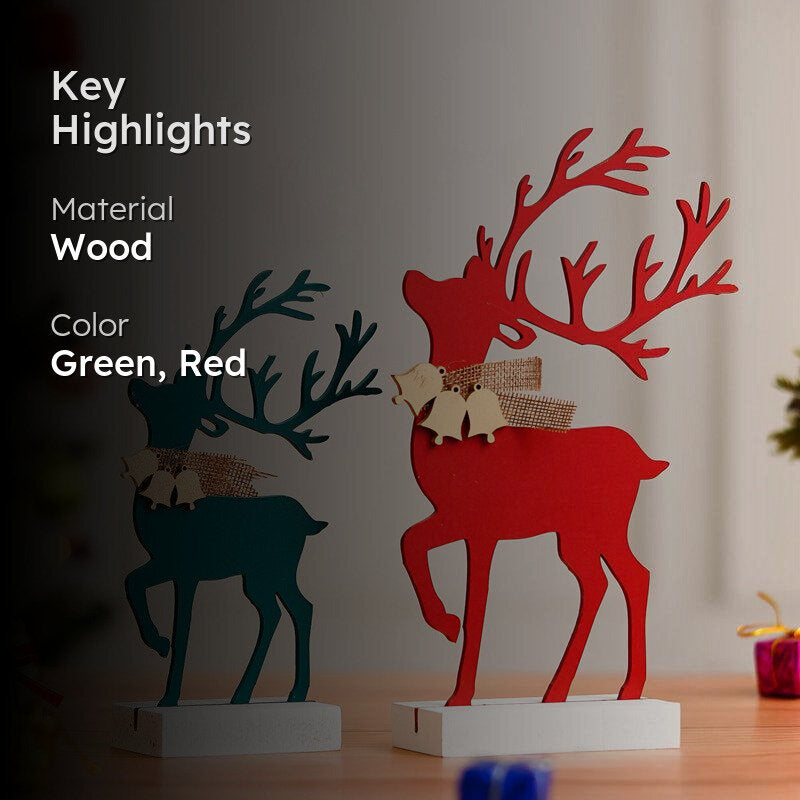 Blizten & Rudolph Wood Christmas Tea Light Holder - Green & Red media 2