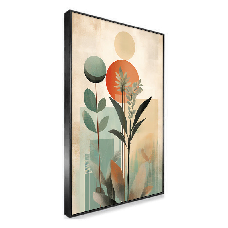 Desert Sunset Foliage Floral Canvas Wall Painting With Frame - Black media 3