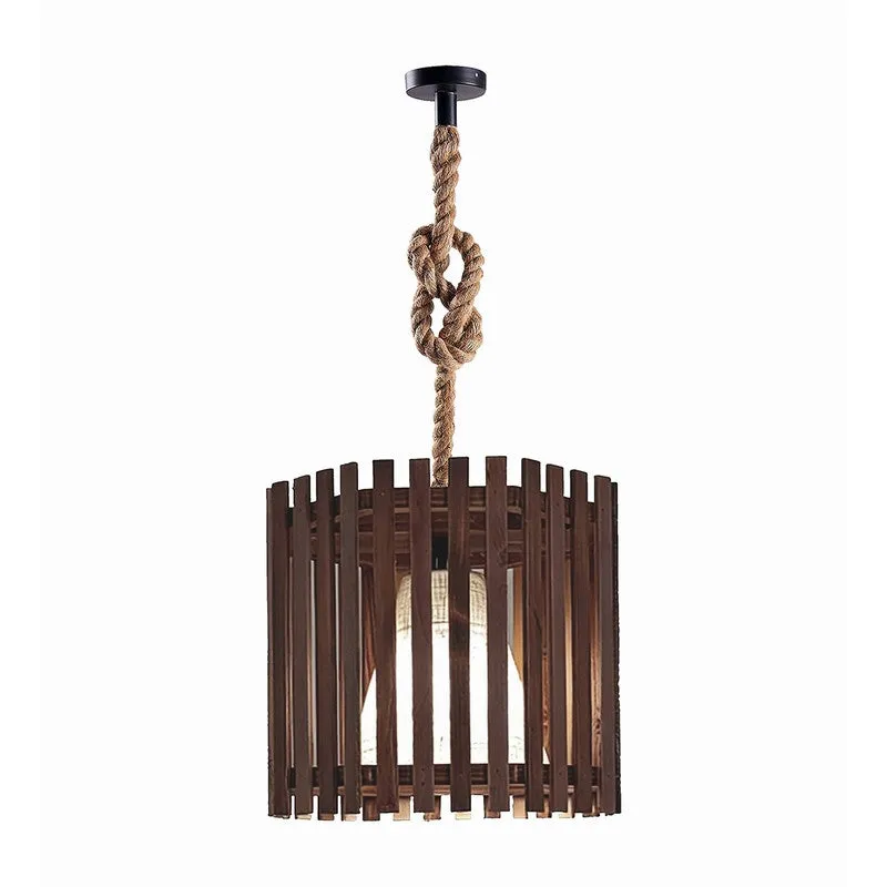 CageFacet Wooden Ceiling Lamp - Brown media 6