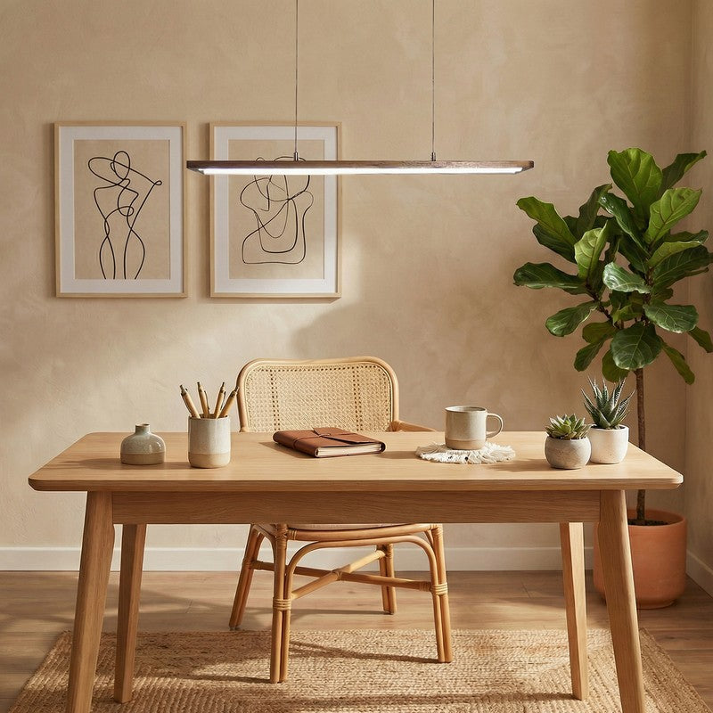 Hespera Linear LED Wooden Ceiling Lamp - Brown