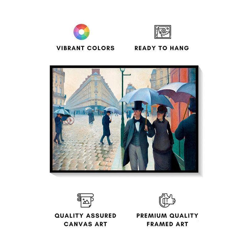 Paris Street Canvas Painting By Gustave Caillebotte - Black Frame media 4
