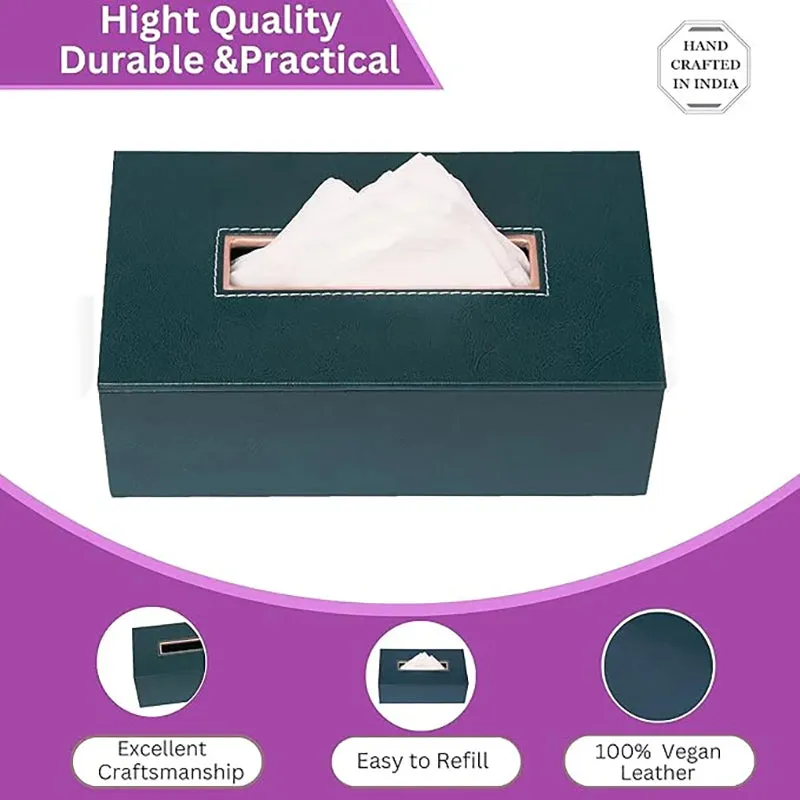 Elvan Faux Leather Tissue Holder - Green media 4
