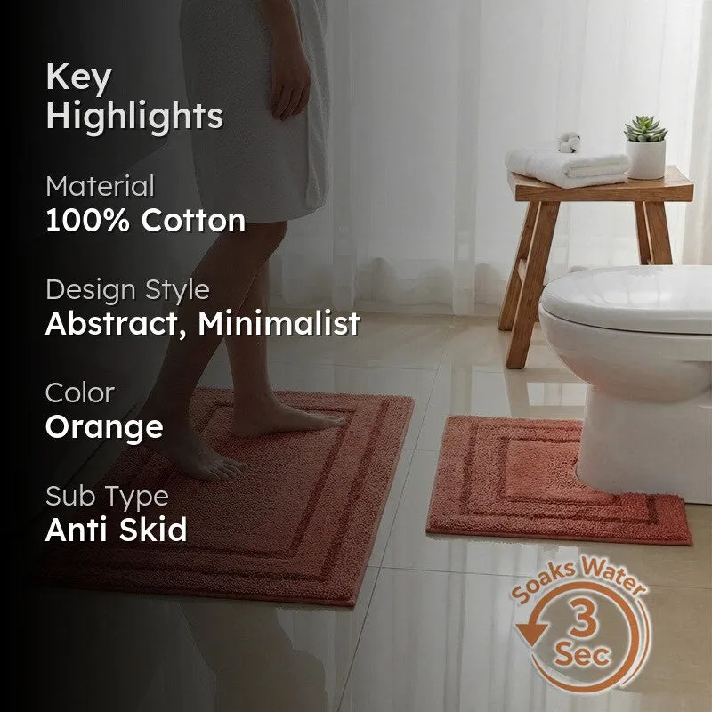 SpaStep Cotton Bath Mat (Orange) - Set of Two - 2