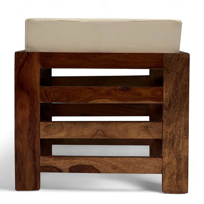 Synex Sheesham Wooden Bench with Cushions (White) - Four Piece Set media 3