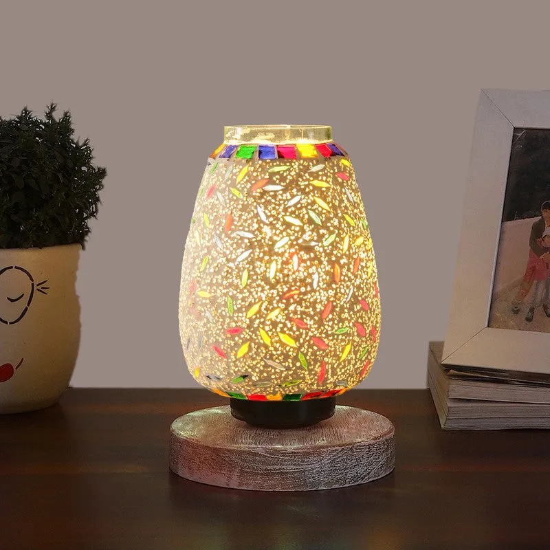 Illumia Glass Table Lamp With Wooden Base - Multicolor media 3