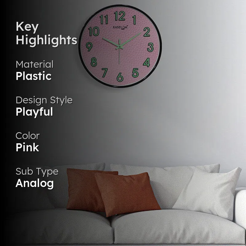 Liora Round Modern Plastic Wall Clock - Pink media 2