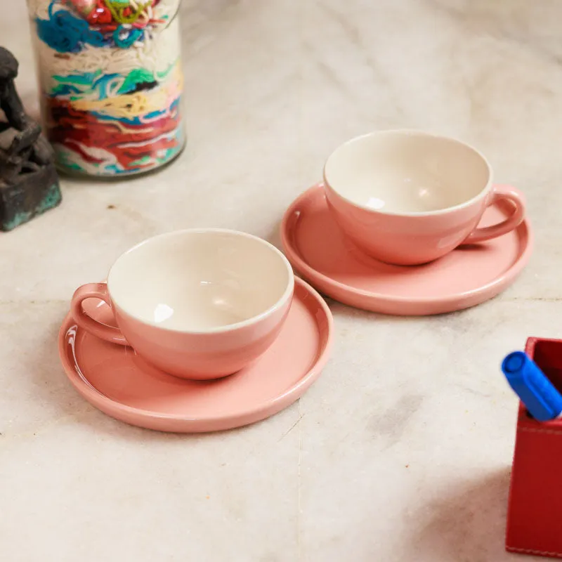 Blush & Brew Cup & Saucer (Pink/240 mL) - Four Piece Set media 1