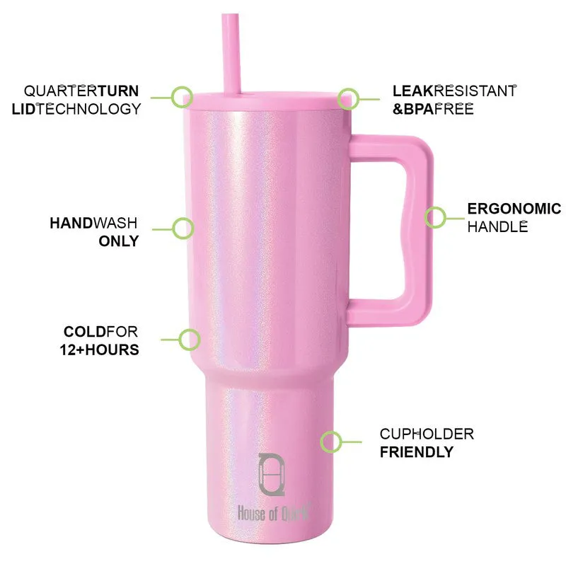 Iridescent Stainless Steel Tumbler (1200 ML) - Light Pink media 6