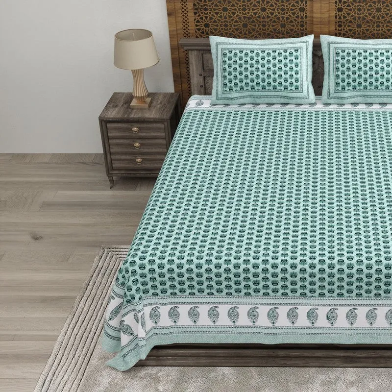 Floriya Cotton Bedsheet (Blue) - 240 TC media 3