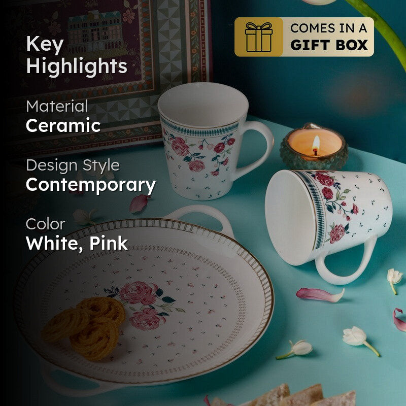 Magique by The Wishing Chair Portrait of Rose Lustre Mugs & Platter With Giftbox - Three Piece Set media 2