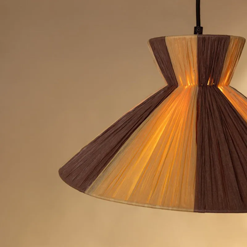 Fig Living Warmora Raffia Ceiling Lamp - Brown & Beige media 7