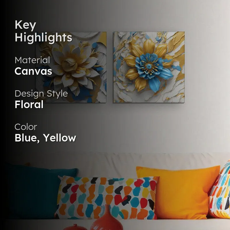 Frosted Flora Canvas Wall Painting - Set Of Two media 2
