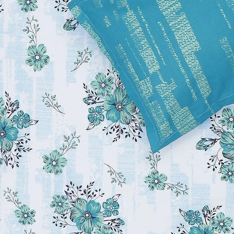 Monte Carlo Petal Story Cotton Bedsheet (White,Blue) - 104 TC media 6