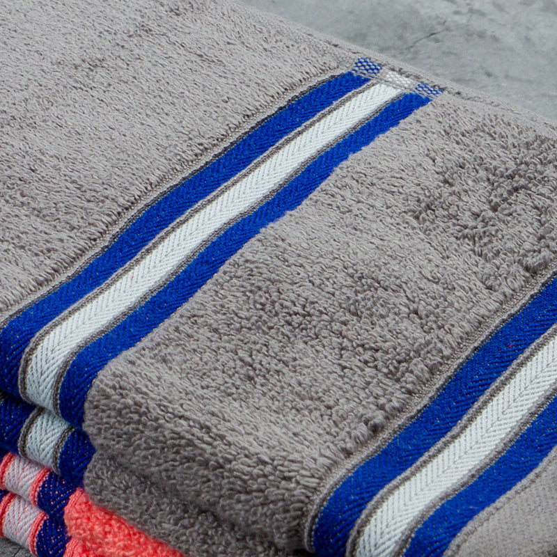 Nautica Dove Dual Cotton Hand & Face Towel (Grey & Coral) - Set Of Four media 5