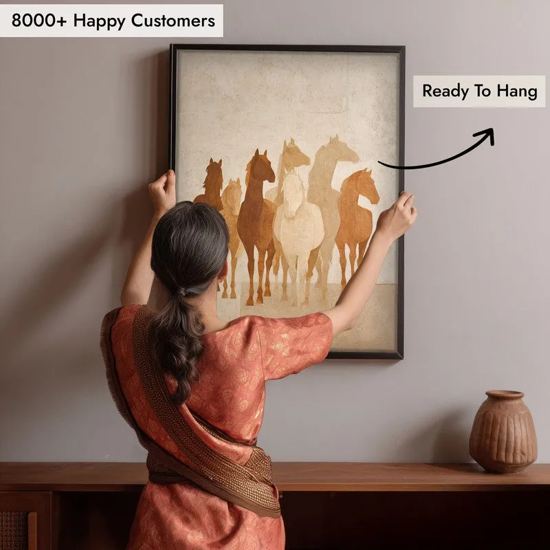 Desert Horse Silhouettes Wall Painting With Black Frame media 8
