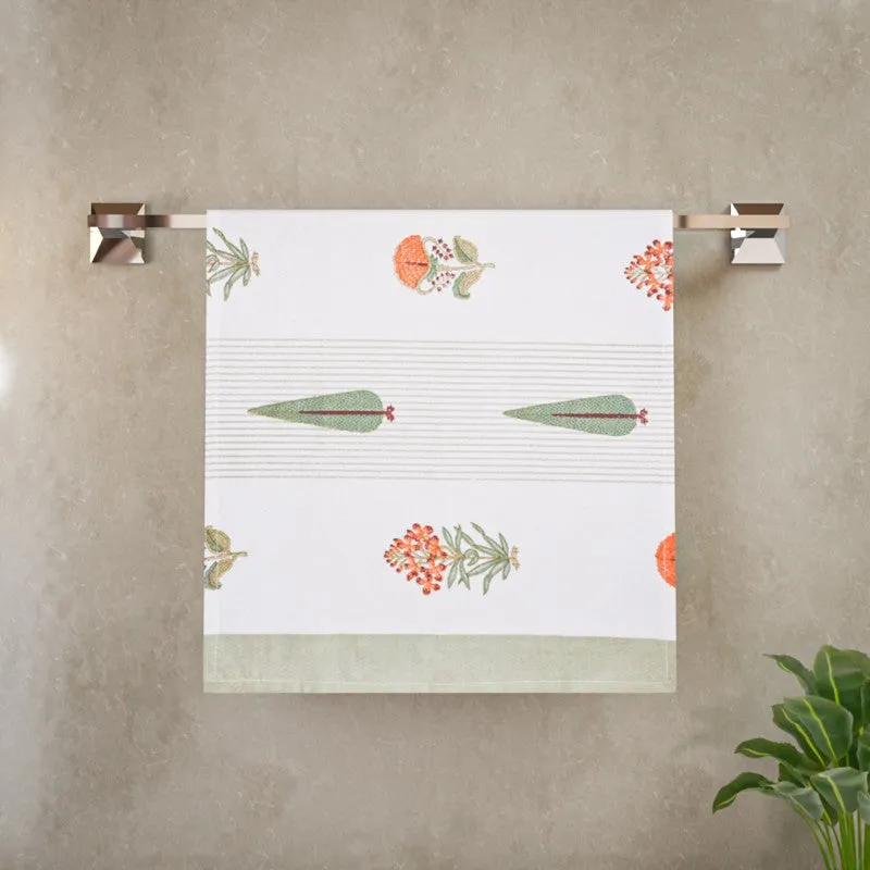 Jungle Fern Cotton Hand Towel (Green) - Set Of Two media 4