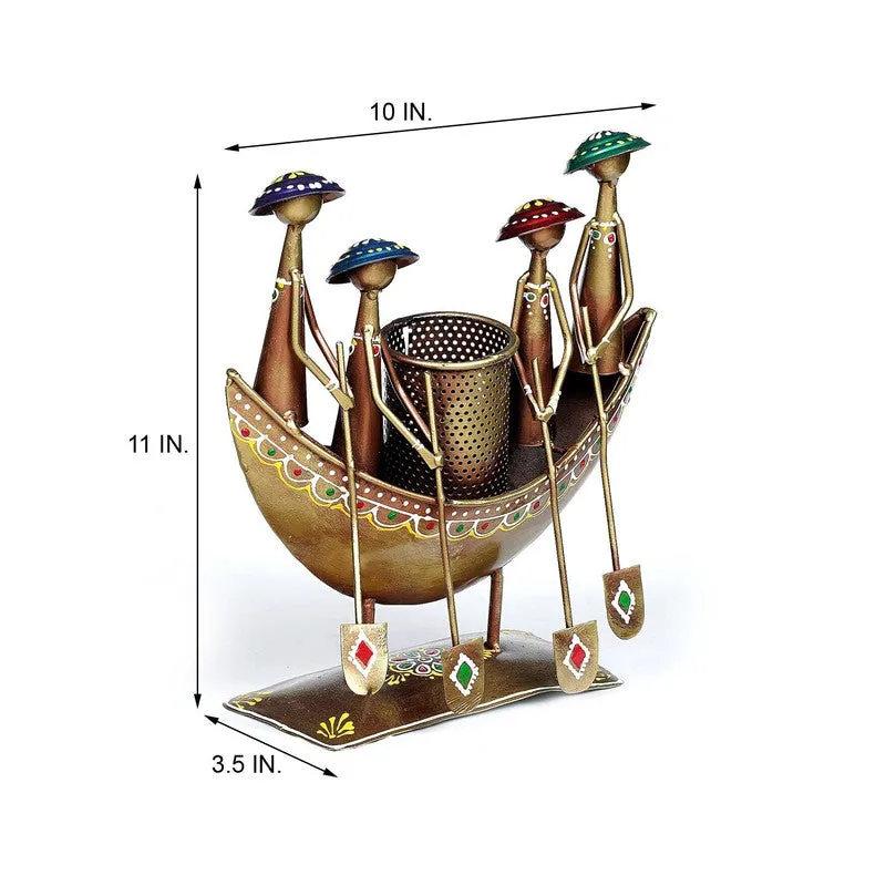 Handcrafted Iron Boat Pen Stationery Holder media 4