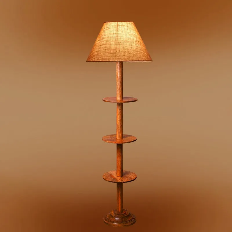 Vintage Glow Wooden Floor Lamp - Beige media 7