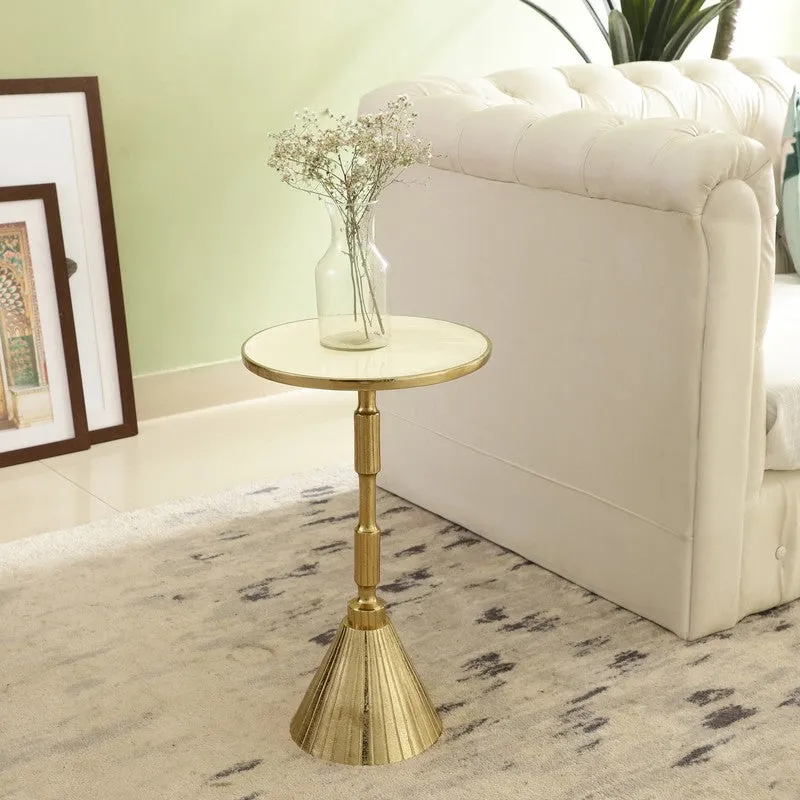 Flute Inspired Aluminum Side Table - Gold media 1