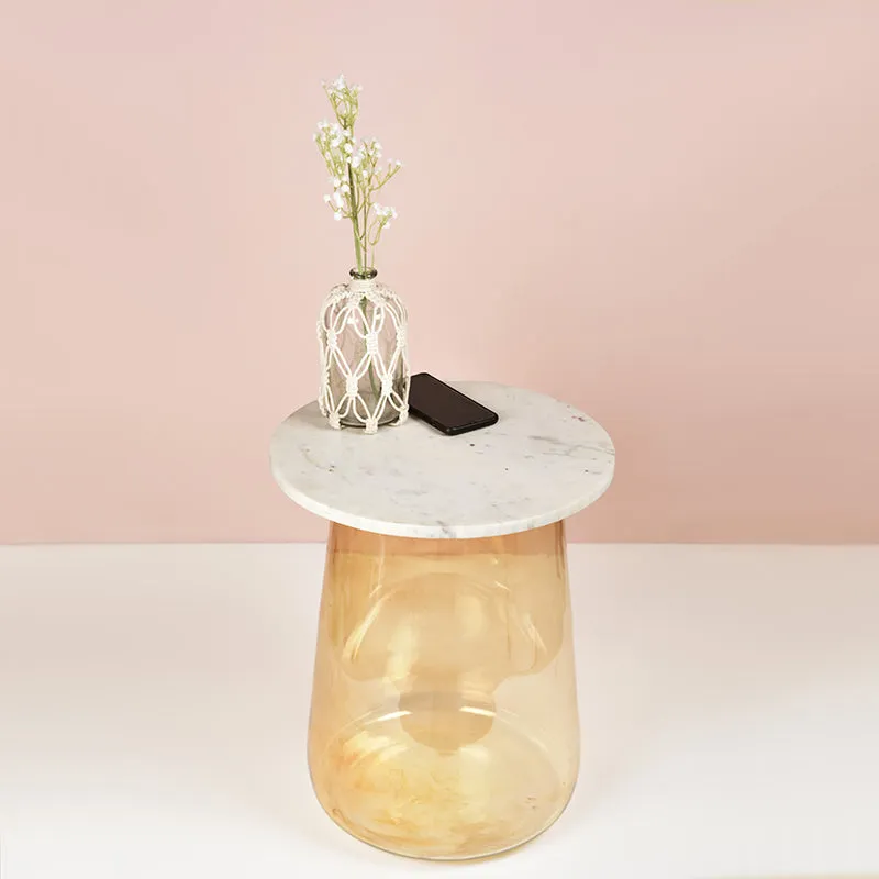 Crystena Marble & Glass Side Table - Gold media 3