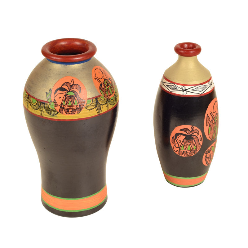 Raadhika Handpainted Terracotta Vase - Two Piece Set media 4