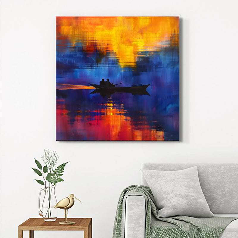 Sunset Boat Ride Poly Canvas Wall Painting
