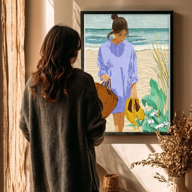 Sandy Shore Canvas Wall Painting - Black Frame media 4
