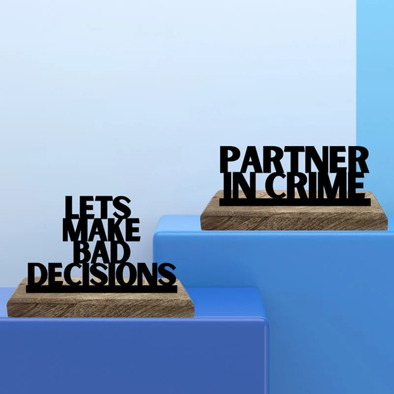 Partner In Crime Typography Showpiece - Set Of Two media 3