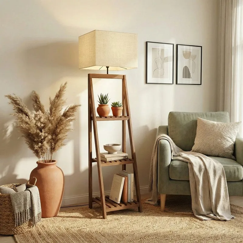 Kepler Shelf Jute & Wood Floor Lamp media 1
