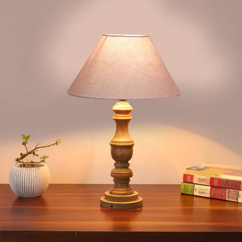 Cotin II Carve Wooden Table Lamp - Grey,Brown media 2