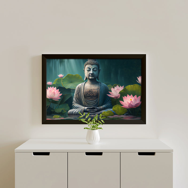 Lotus Embrace Buddha Wall Painting