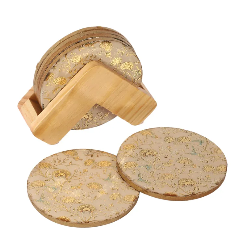 Blossom Glow Wooden Coasters with Stand - Seven Piece Set media 3