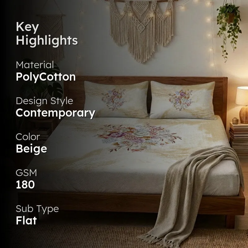 Bloom Charm Printed Bedsheet - 180 GSM media 2