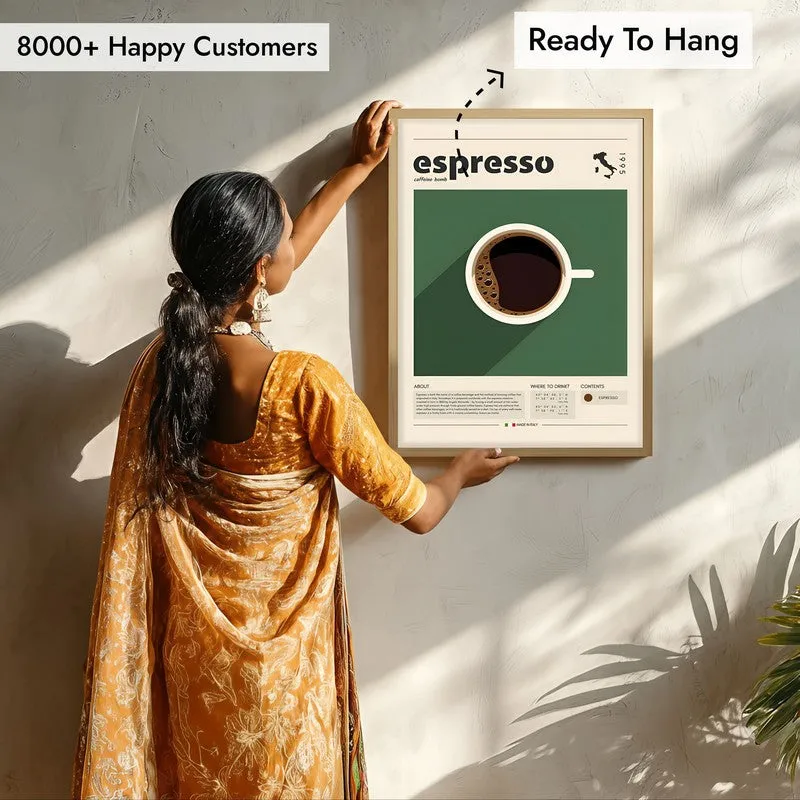 Art Of Espresso Framed Canvas Archival Canvas Wall Painting - Natural Brown Frame media 6